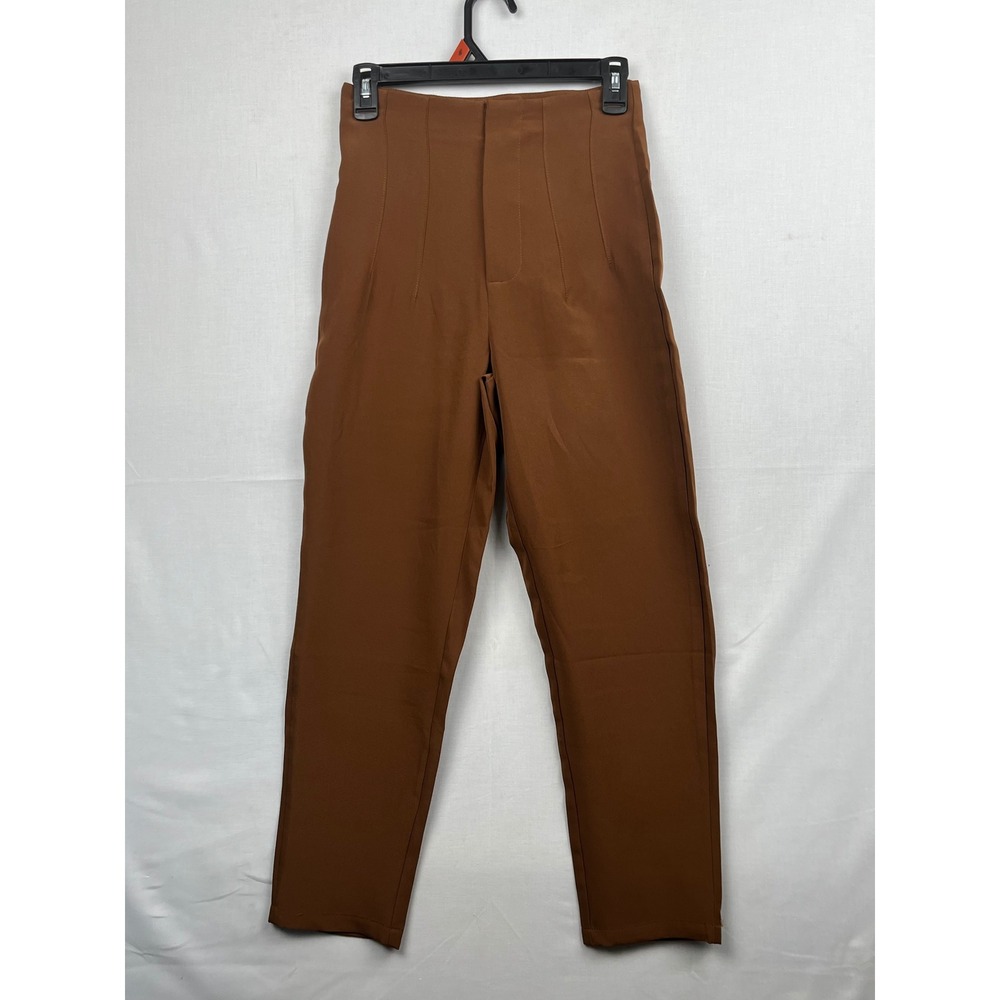SHEIN High‎ Waisted Dress Pants Womens Size 2 Brown Tailored Trousers